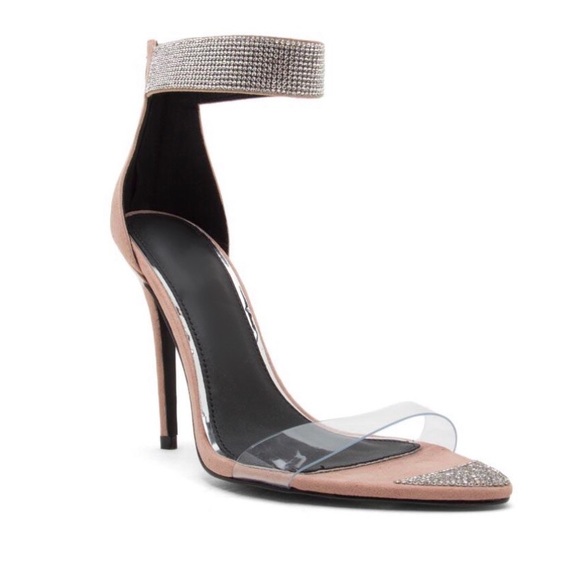 Blush Rhinestone Clear Band Ankle Strap Heel - Picture 4 of 8